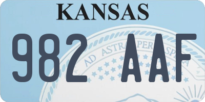 KS license plate 982AAF