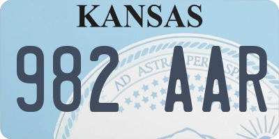 KS license plate 982AAR