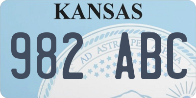 KS license plate 982ABC
