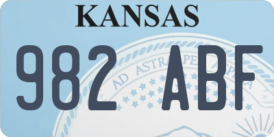 KS license plate 982ABF