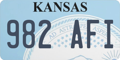 KS license plate 982AFI