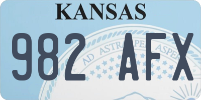 KS license plate 982AFX