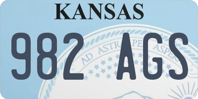 KS license plate 982AGS
