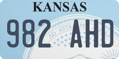 KS license plate 982AHD