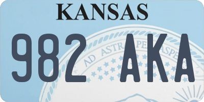 KS license plate 982AKA