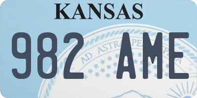 KS license plate 982AME