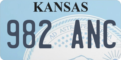 KS license plate 982ANC