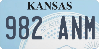 KS license plate 982ANM