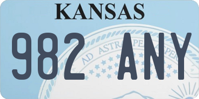KS license plate 982ANY