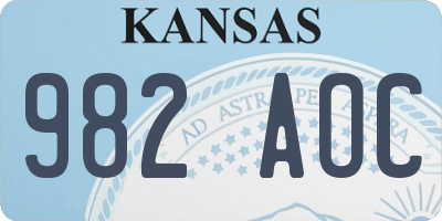 KS license plate 982AOC