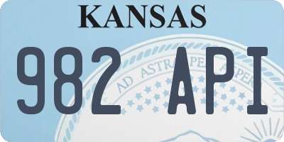 KS license plate 982API