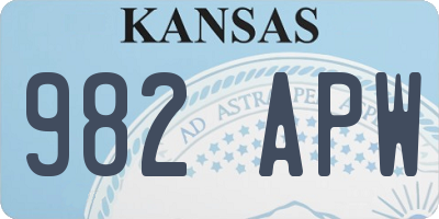 KS license plate 982APW