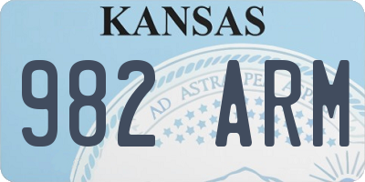 KS license plate 982ARM