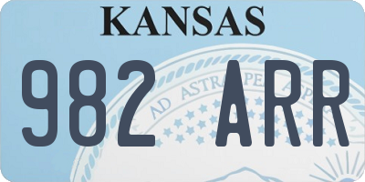 KS license plate 982ARR