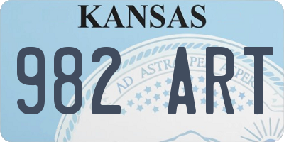 KS license plate 982ART