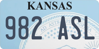KS license plate 982ASL