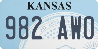 KS license plate 982AWO