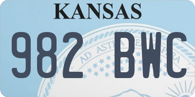 KS license plate 982BWC
