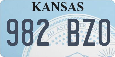 KS license plate 982BZO