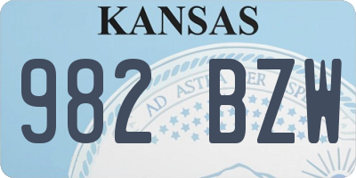 KS license plate 982BZW