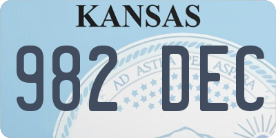 KS license plate 982DEC