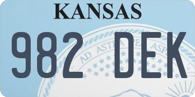 KS license plate 982DEK