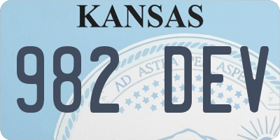 KS license plate 982DEV