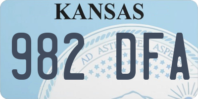 KS license plate 982DFA