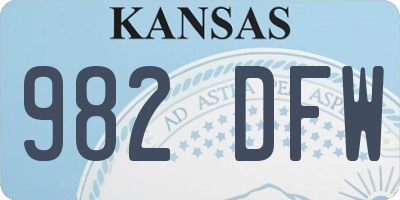 KS license plate 982DFW