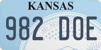 KS license plate 982DOE