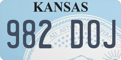 KS license plate 982DOJ