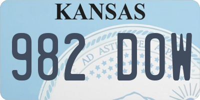 KS license plate 982DOW