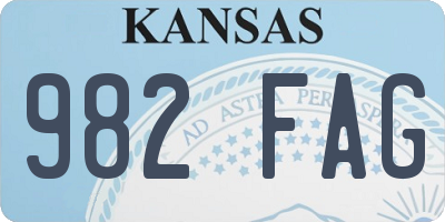 KS license plate 982FAG