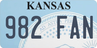 KS license plate 982FAN
