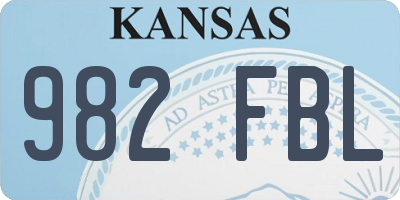 KS license plate 982FBL