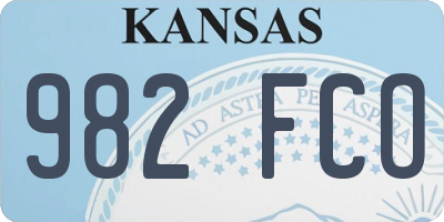KS license plate 982FCO