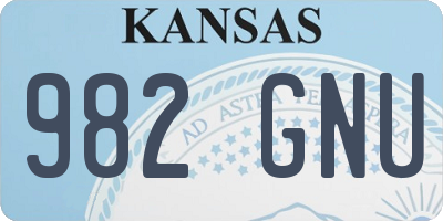 KS license plate 982GNU