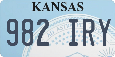 KS license plate 982IRY