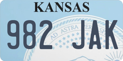 KS license plate 982JAK