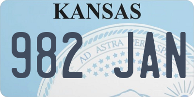 KS license plate 982JAN