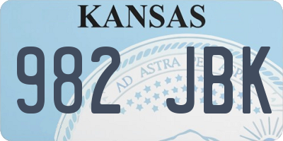 KS license plate 982JBK