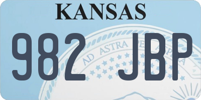 KS license plate 982JBP