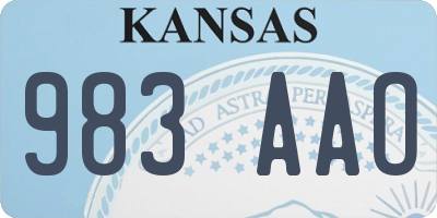 KS license plate 983AAO