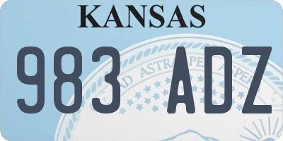 KS license plate 983ADZ