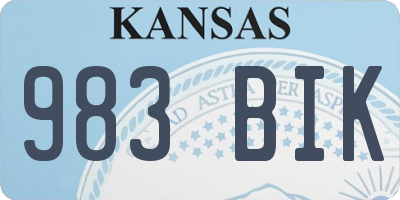 KS license plate 983BIK