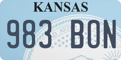 KS license plate 983BON