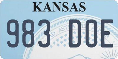 KS license plate 983DOE