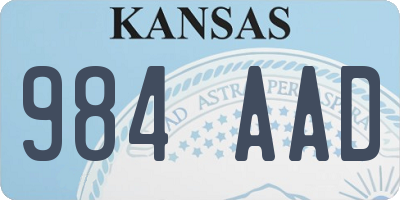 KS license plate 984AAD