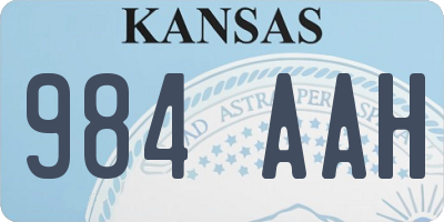 KS license plate 984AAH