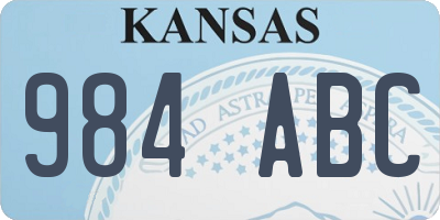 KS license plate 984ABC